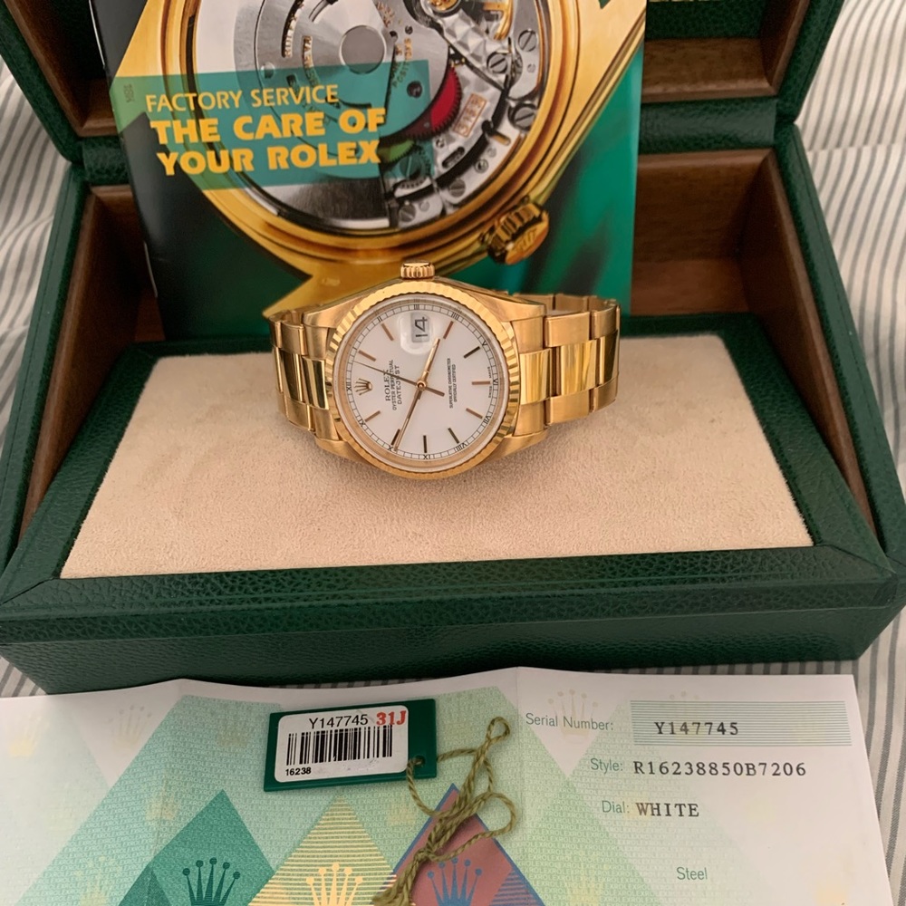 Rolex datejust36 mm yellow gold